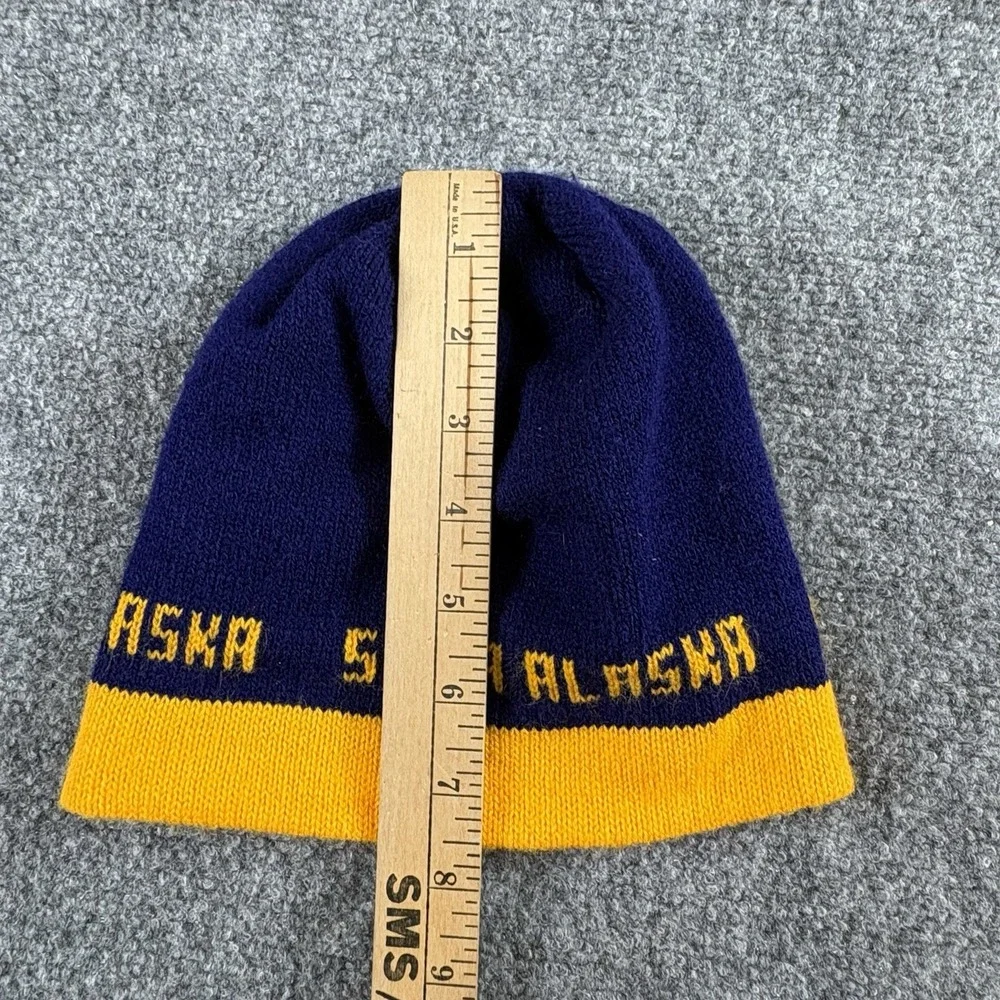 Sitka Alaska Beanie Hat OS Navy Yellow Knit Fishing Outdoors Travel‎ Souvenir